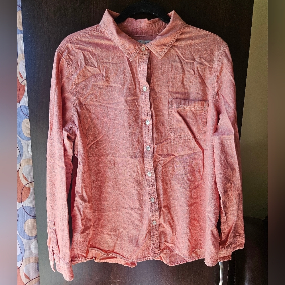 Old Navy Salmon Pink Button Up Collared Shirt Size XL